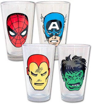 Marvel Comics Faces 4-Pack Glasses